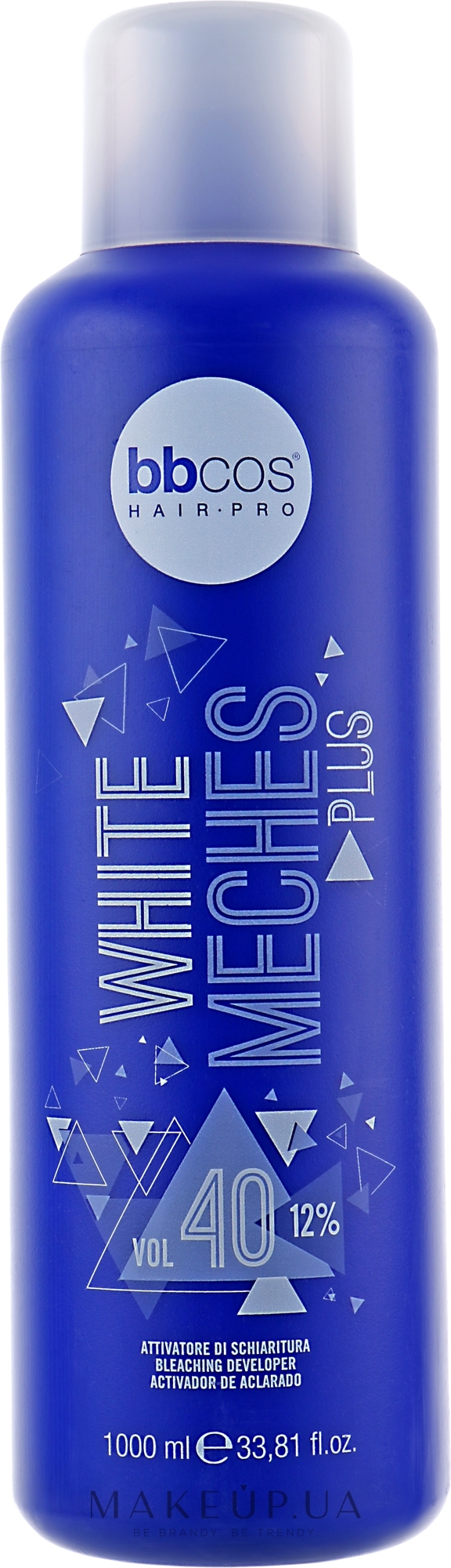 Окислитель для осветления волос 12% - BBcos White Meches Plus 40 Vol — фото 1000ml
