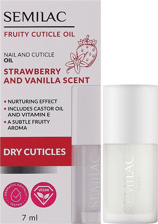 Фруктовое масло для кутикулы "Клубника и ваниль" - Semilac Fruity Cuticle Oil Strawberry & Vanilla Scent — фото N2