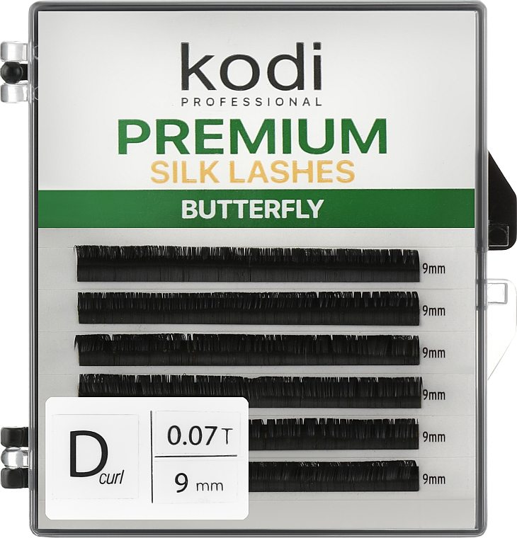 Накладные ресницы Butterfly Green D 0.07 (6 рядов: 9 мм) - Kodi Professional — фото N1