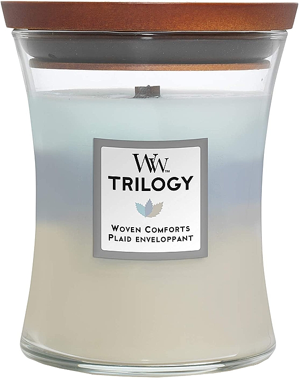 Ароматическая свеча с трехслойным ароматом - Woodwick Trilogy Woven Comforts — фото N1