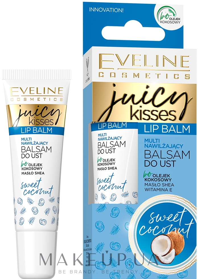 Бальзам для губ "Сладкий кокос" - Eveline Cosmetics Juicy Kisses Sweet Coconut Lip Balm — фото 12ml