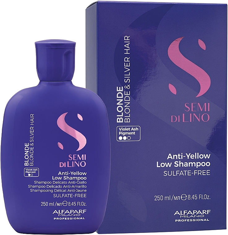 Шампунь для светлых и обесцвеченных волос - AlfaParf Milano Semi Di Lino Blonde Anti-Yellow Low Shampoo — фото N2