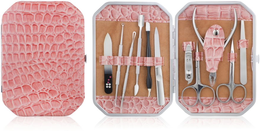 Маникюрный набор, 11 предметов, розовый - Avenir Cosmetics