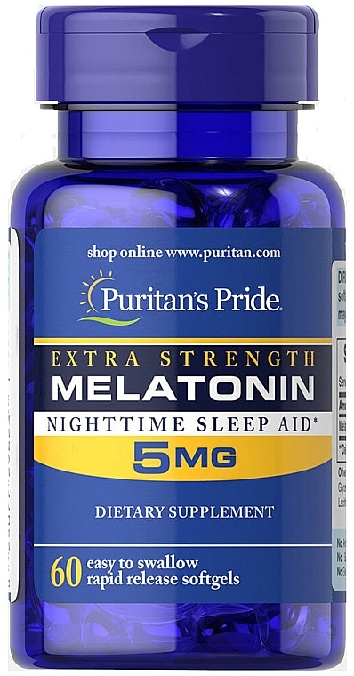 Диетическая добавка "Мелатонин" 5 мг - Puritan's Pride Extra Strength Melatonin 5mg Softgels — фото N2