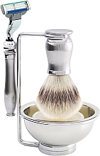 Парфумерія, косметика Набір для гоління - Edwin Jagger Chatsworth Barley 4 Piece Mach3 Set Synthetic Silver Tip Fiber