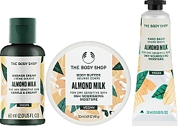 Духи, Парфюмерия, косметика Набор - The Body Shop Soothe & Smooth Almond Milk Mini Gift (sh/cr/60ml + b/butter/50ml + h/balm/30ml)