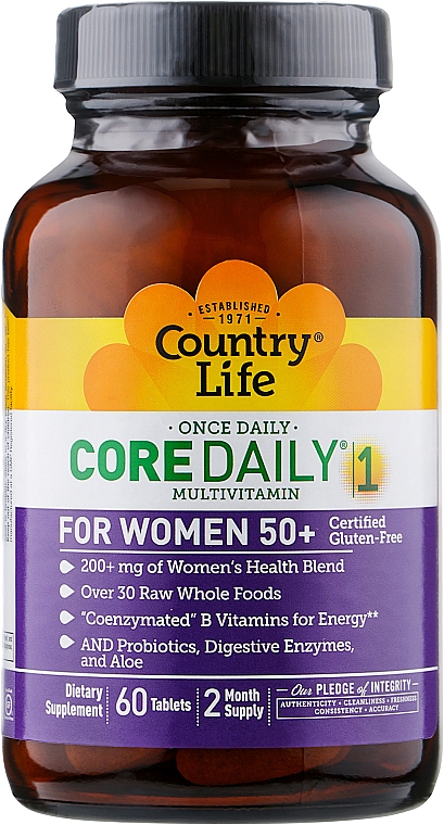 Витаминно-минеральный комплекс для женщин 50+ - Country Life Core Daily Womens 50+ — фото N1