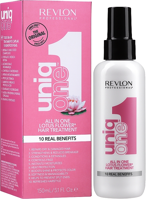 УЦЕНКА Маска-спрей для волос - Revlon Professional Uniq One All in one Hair Treatment Lotus Flower 10 Real Benefits * — фото N1