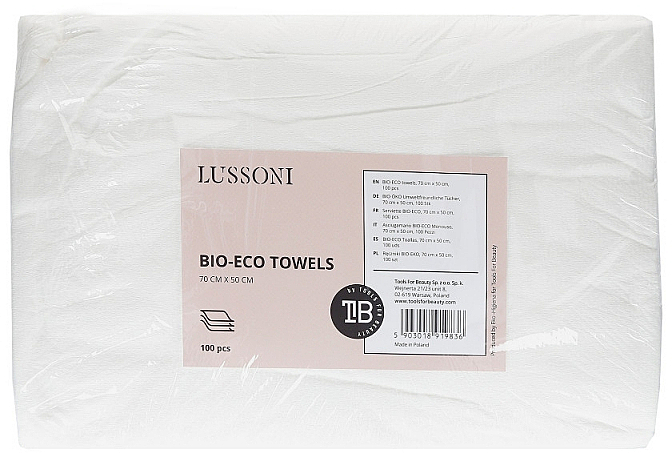 Одноразові неткані перфоровані рушники Bio-Eco, 70х50 см - Lussoni Bio-Eco Towels — фото N1