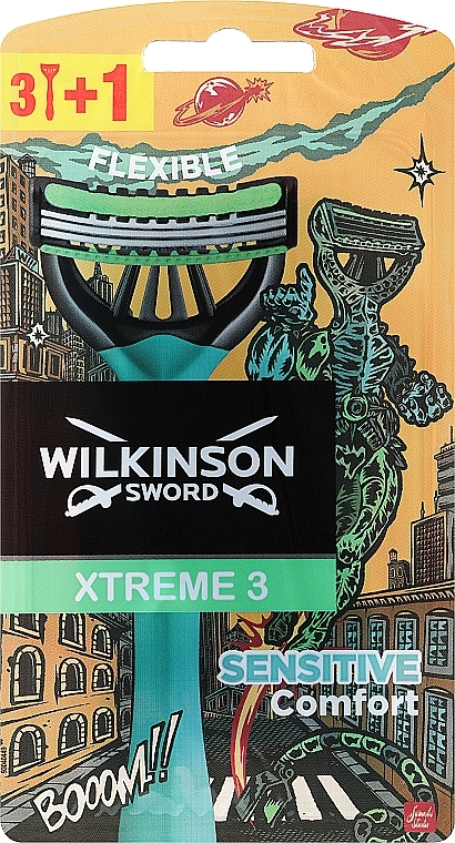 Одноразові станки для гоління, 4 шт. - Wilkinson Sword Xtreme 3 Sensitive Comfort — фото N1
