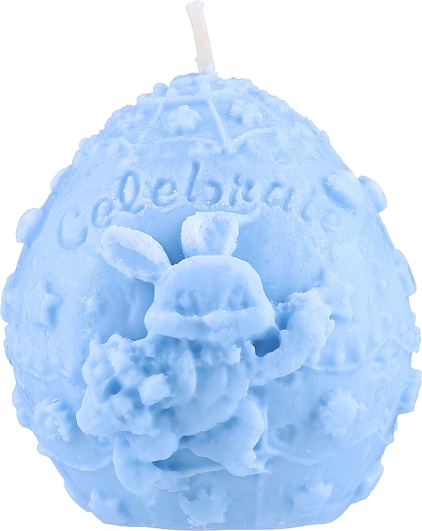 Декоративная свеча "Яйцо с кроликом" с ягодным ароматом, голубая - KaWilamowski — фото N1