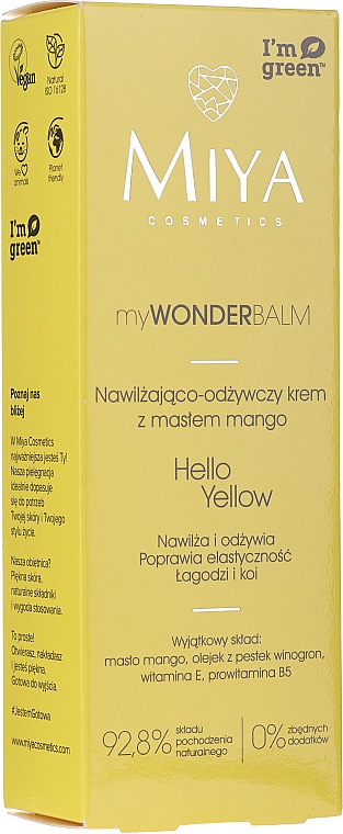 Зволожувальний і живильний крем з олією манго для обличчя - Miya Cosmetics My Wonder Balm Hello Yellow Face Cream — фото N4