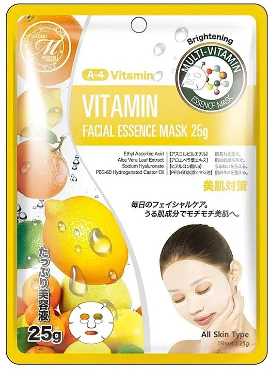 Тканевая маска для лица с витаминами - Mitomo 512 Vitamin Facial Essence Mask — фото N1