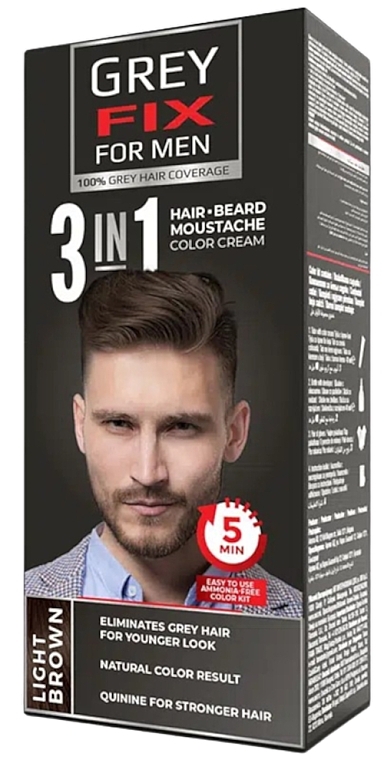 УЦЕНКА Крем-краска для мужчин - Greyfix For Men 3 In 1 Hair Beard Moustache Color Cream * — фото N1