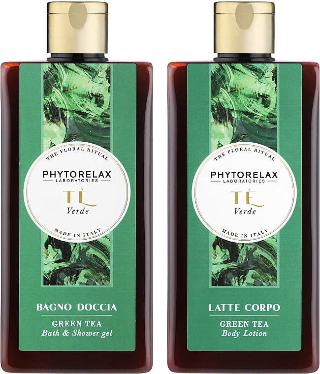 УЦЕНКА Набор - Phytorelax Laboratories The Floral Ritual Green Tea (sh/gel/250ml + b/lot/250ml) * — фото N2