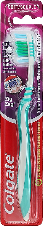 Зубная щетка, мягкая, серо-зеленая - Colgate ZigZag Soft — фото N1
