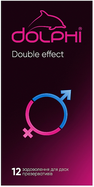Презервативы с точками и ребрами, смазывающим, согревающим и пролонгирующим эффектом - Dolphi Double Effect — фото N2