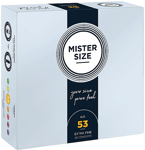 Презервативи латексні, розмір 53, 36 шт. - Mister Size Extra Fine Condoms — фото N1