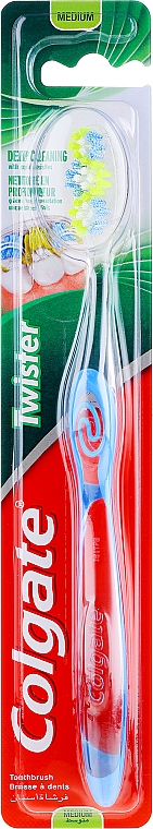 Зубна щітка середня, 24262, блакитна - Colgate Twister Medium Toothbrush — фото N1