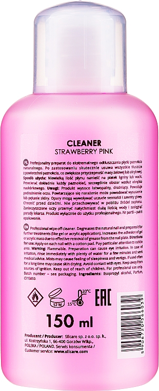 Знежирювач для нігтів "Полуниця" - Silcare Cleaner The Garden Of Colour Strawberry Pink — фото N1