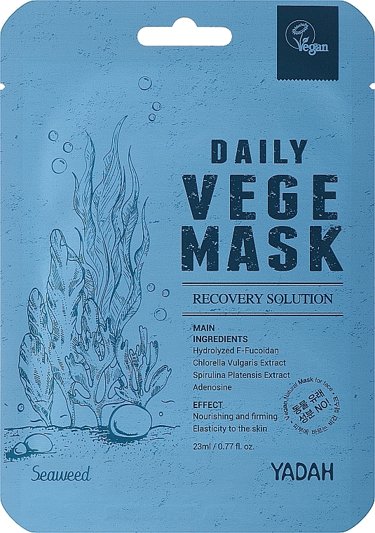 Тканинна маска для обличчя з водоростями - Yadah Daily Vege Mask Seaweed — фото N1