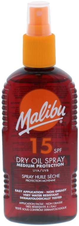 Сухое масло для загара - Malibu Dry Oil Spray Medium Protection Very Water Resistant SPF15 — фото N1
