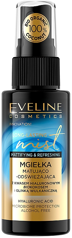 Освежающий и матирующий мист для лица - Eveline Cosmetics Mattifying And Refreshing Face Mist With Coconut  — фото N1