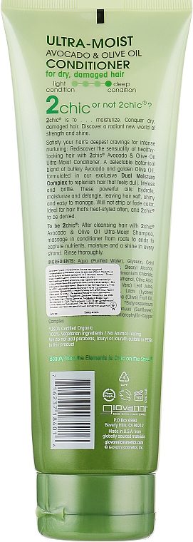 Зволожуючий кондиціонер для волосся - Giovanni 2chic Ultra-Moist Conditioner Avocado & Olive Oil — фото N2