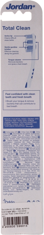 Зубная щетка средняя "Total Clean", желтая+голубая - Jordan Total Clean Medium — фото N2