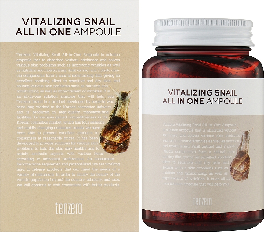 Ампульная сыворотка с экстрактом слизи улитки - Tenzero Vitalizing Snail Ampoule  — фото N2
