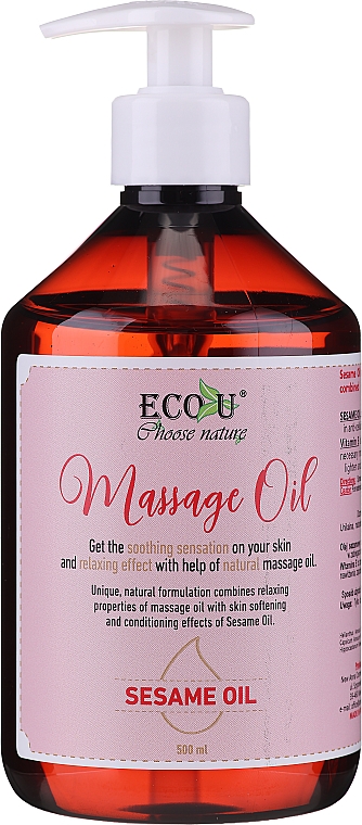 Олія для масажу - Eco U Massage Oil Sesame Oil — фото N1