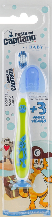 Детская зубная щетка 3+, мягкая, зеленая - Pasta del Capitano