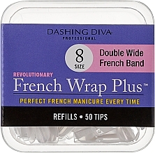 Духи, Парфюмерия, косметика Типсы широкие "Френч Смайл+" - Dashing Diva French Wrap Plus Double Wide White 50 Tips (Size-8)