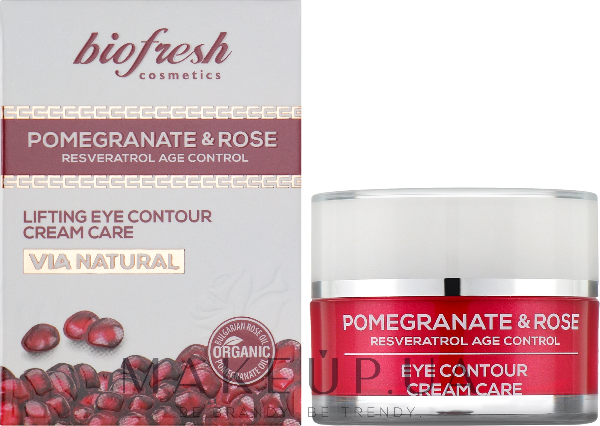 Підтягувальний крем для шкіри навколо очей "Гранат і троянда" - BioFresh Via Natural Pomegranate & Rose Lifting Eye Contour Cream Care — фото 25ml