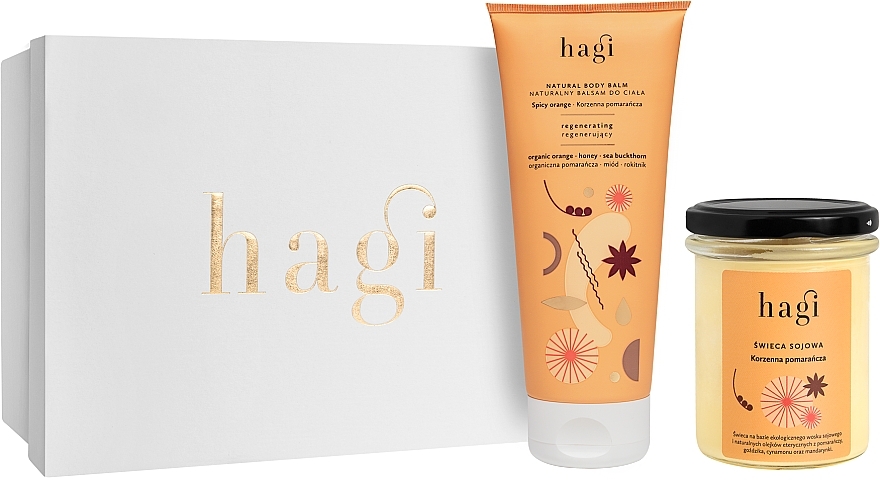 Набір "Пряний апельсин" - Hagi Natural Spicy Orange (b/balm/200ml + candle/215ml) — фото N1