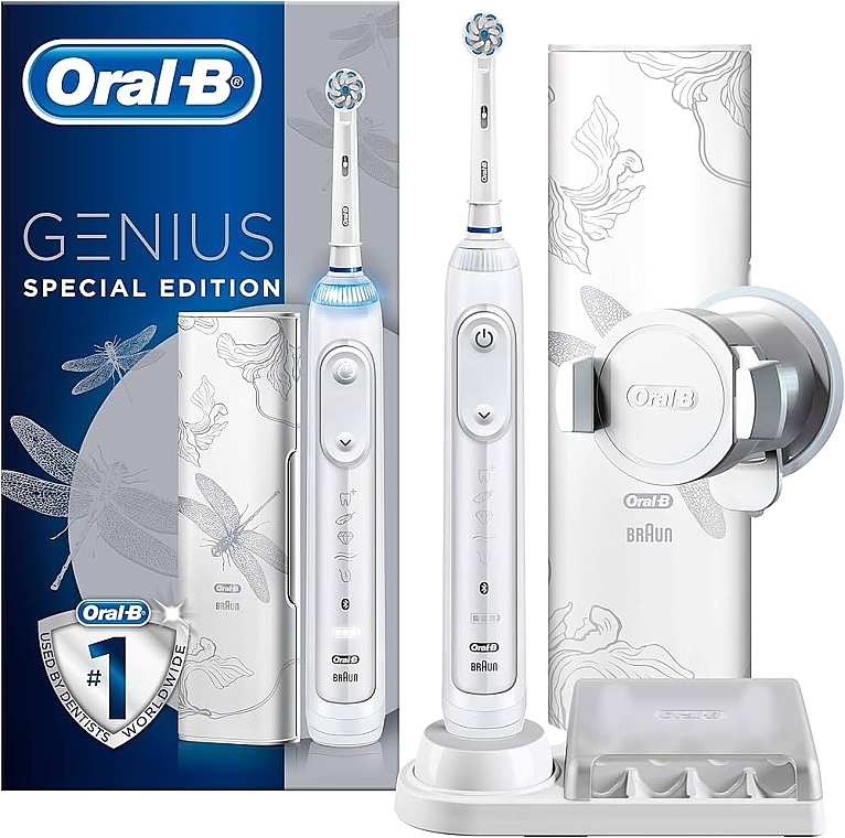 Электрическая зубная щетка, белая - Oral-B Genius 10000N Special Edition Lotus White — фото N1