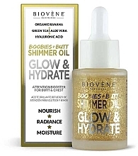 Мерцающее масло для груди и ягодиц - Biovene Glow & Hydrate Boobies + Butt Shimmer Oil — фото N2