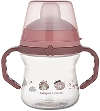 Кружка тренировочная с силиконовым носиком "FirstCup. Bonjour Paris ", 150 мл, розовая - Canpol Babies — фото N1