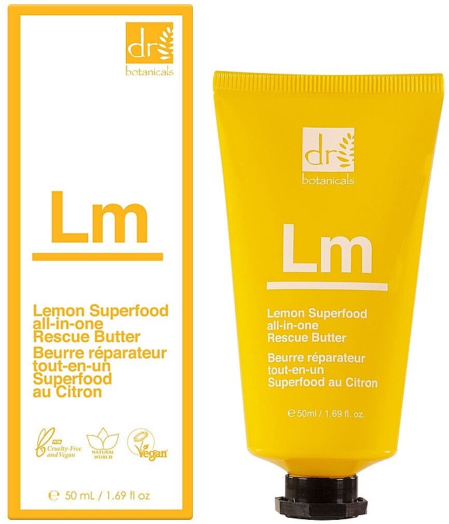 Живильна олія для тіла та сухої шкіри - Dr. Botanicals Lemon Superfood All-in-One Rescue Butter — фото N1