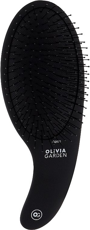 Щітка масажна для волосся, штучна щетина, чорна - Olivia Garden Expert Care Curve Nylon Bristles Matt Black — фото N1