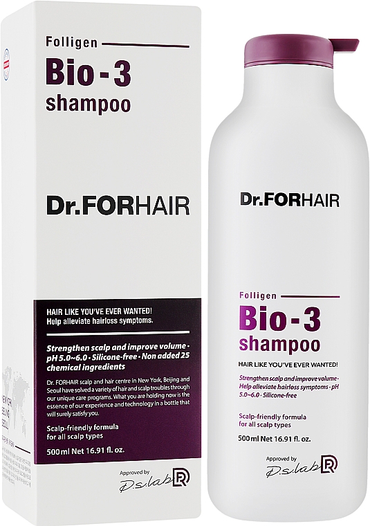 Восстанавливающий шампунь от выпадения со стволовыми клетками - Dr.FORHAIR Folligen Bio-3 Shampoo  — фото N2