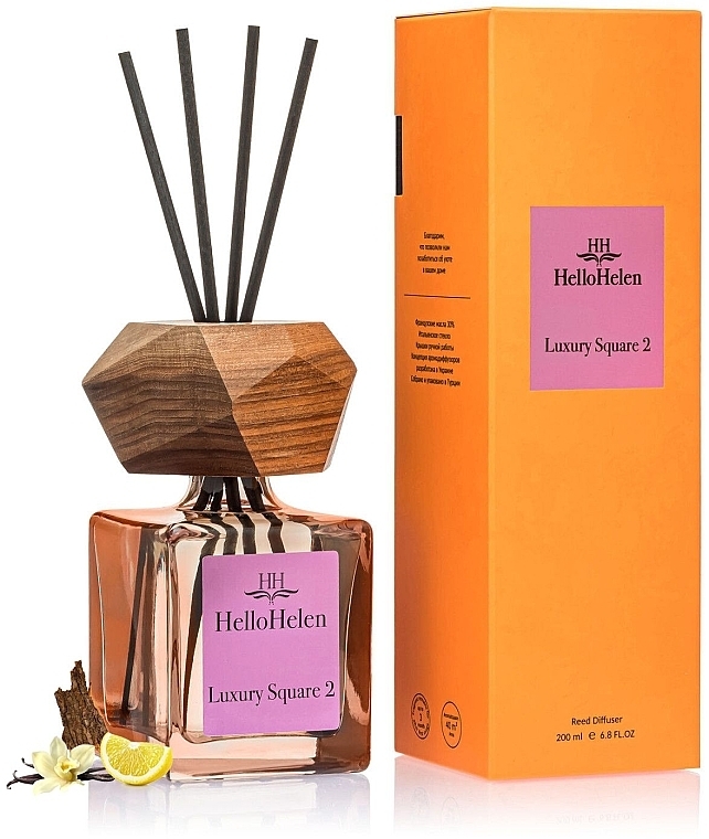 УЦІНКА Аромадифузор - HelloHelen Luxury Square 2 Reed Diffuser * — фото N1