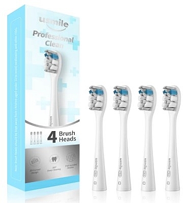 Набір насадок для електричної зубної щітки, білі - Usmile Professional Clean Brush Heads — фото N1