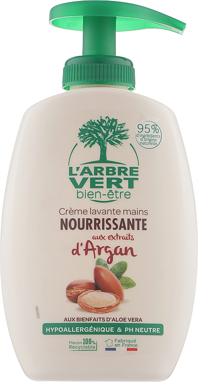 Крем-мыло для рук "Аргания" - L'Arbre Vert Hand Wash Cream with Argan (с дозатором) — фото N1