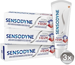 Набор - Sensodyne Sensitivity & Gum Whitening Trio (toothpaste/75mlx3) — фото N1