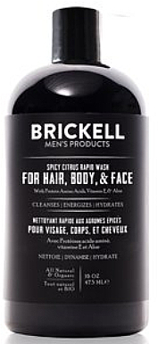 Гель для душа и тела 3 в 1 "Spicy Citrus" - Brickell Men's Products Rapid Wash — фото N1