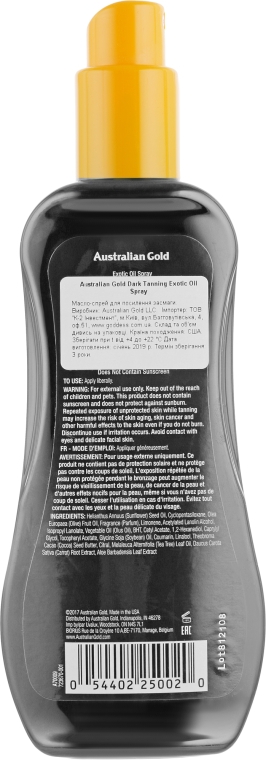 Масло-спрей для усиления загара - Australian Gold Dark Tanning Exotic Oil Spray — фото N2