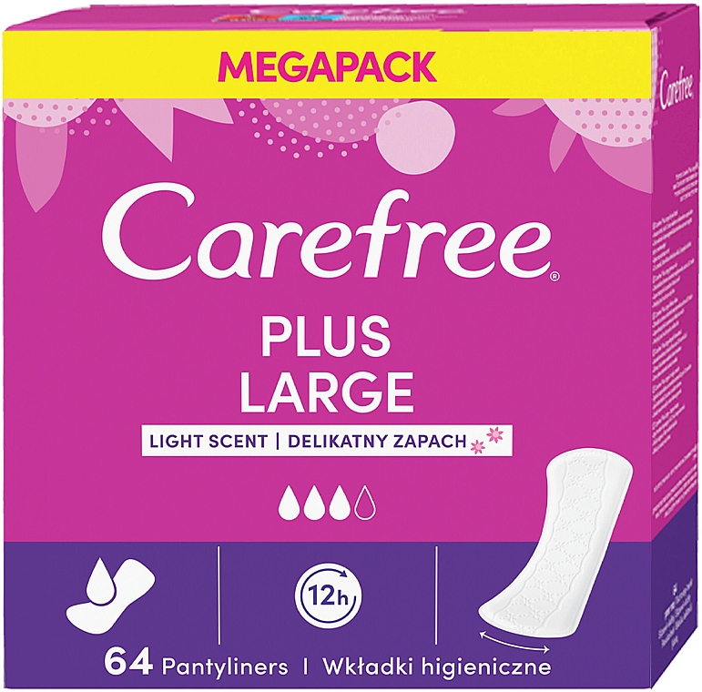 Ежедневные гигиенические прокладки с легким ароматом, 64 шт - Carefree Plus Large Light Scent — фото N1