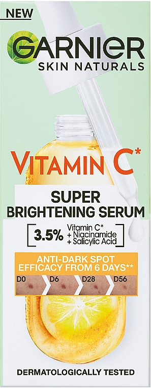 Сыворотка с витамином С для уменьшения видимости пигментных пятен, выравнивания тона и сияния кожи лица - Garnier Skin Naturals Vitamin C Serum — фото N2