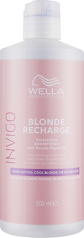 Шампунь-нейтралізатор жовтизни - Wella Professionals Invigo Blonde Recharge Color Refreshing Shampoo For Cool Blonde — фото N3